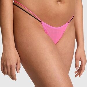 PINK LOGO MESH STRAPPY MICRO THONG PANTY XL Smooth